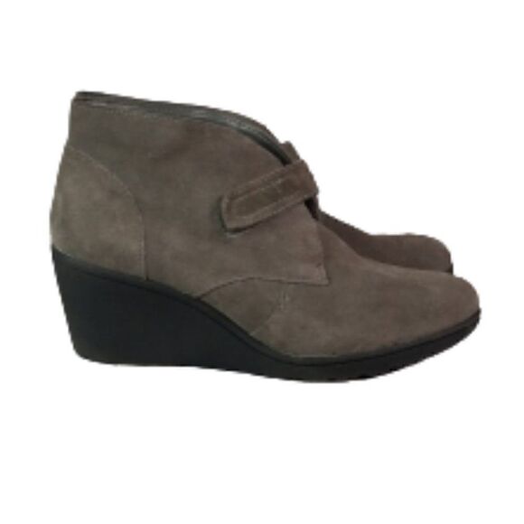 White Mountain Gray Suede Wedge Ankle Boots - Picture 2 of 11